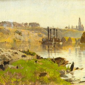 И.И. Левитан. На реке (Пароход на Волге). Этюд. 1886-1890