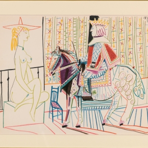Выставка «Париж для своих. Пабло Пикассо, Марк Шагал, Зураб Церетели» в Москве. П.Пикассо. Наездник и обнаженная женщина. 1954